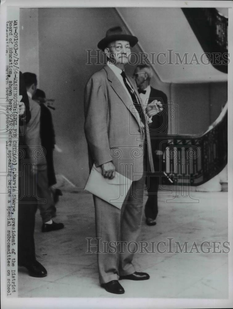 1956 Press Photo C Marvin Sharpe president of DC Board of Education - Historic Images