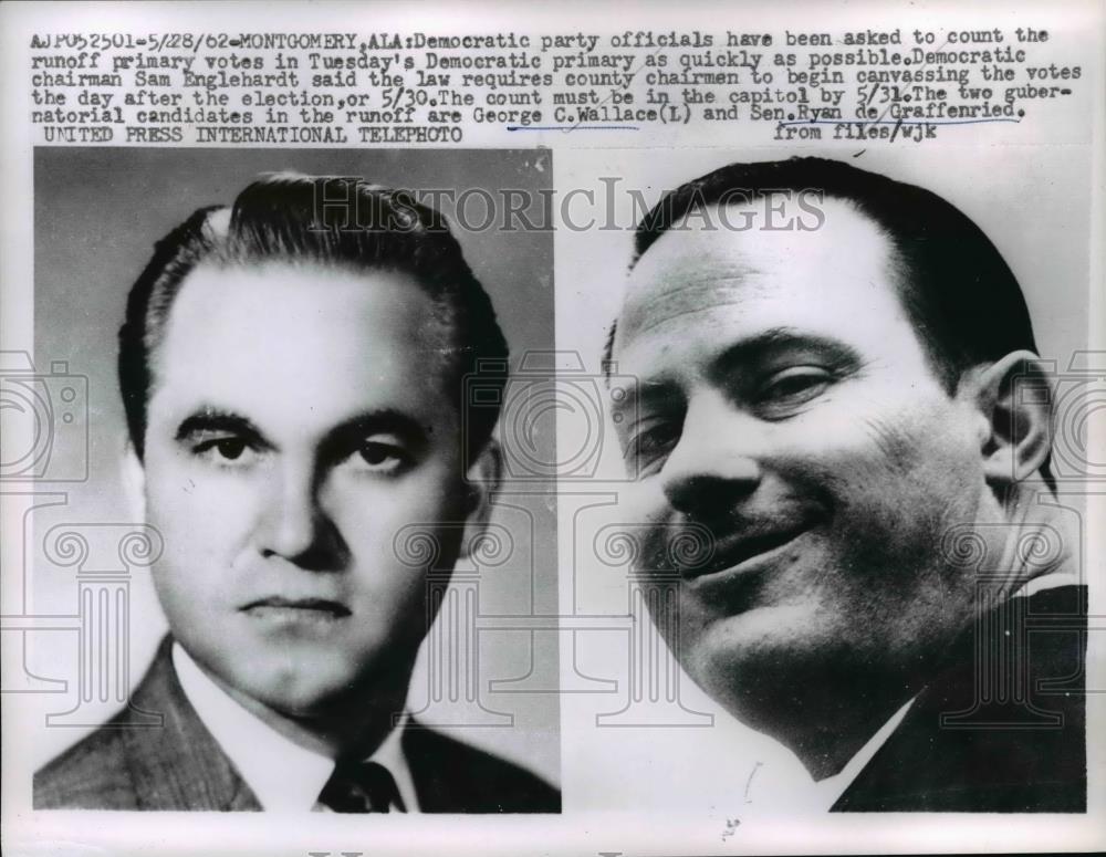 1962 Press Photo Montgomery Ala two candidates in runoff George C Wallace - Historic Images