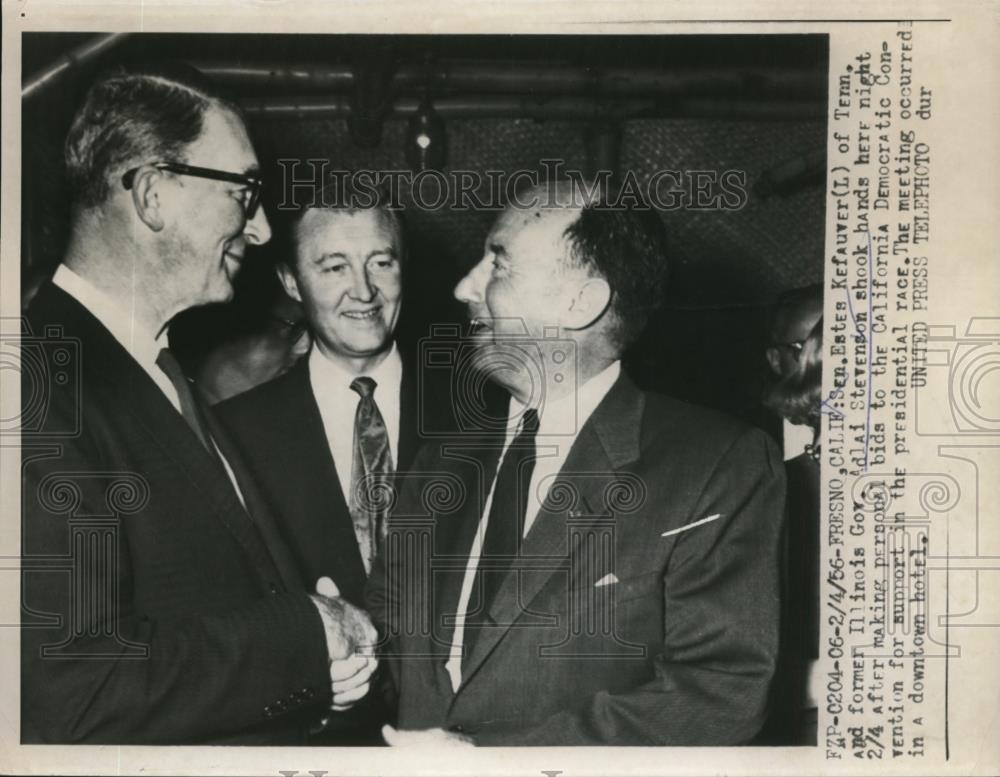 1956 Press Photo Sen.Estes Kefauer of Tenn. and Gov.Adlai Stevenson of Illinois. - Historic Images