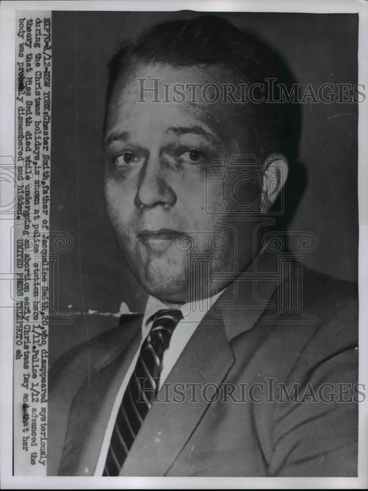 1956 Press Photo Chester Smith dad of dead girl Jacqueline Smith in NY - Historic Images
