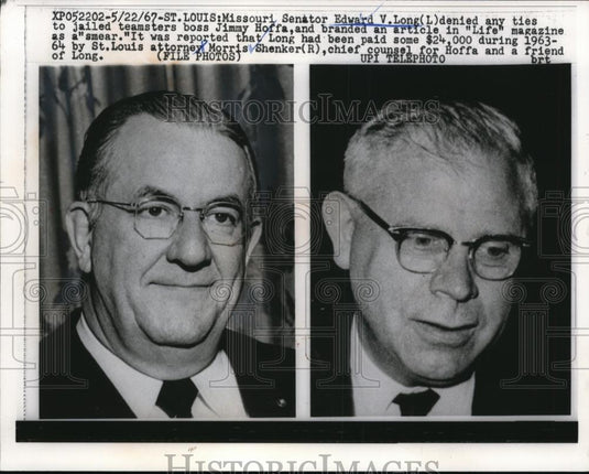 1967 Press Photo Mo Senator Edward V Long & attorney Morris Shenker at St Louis - Historic Images