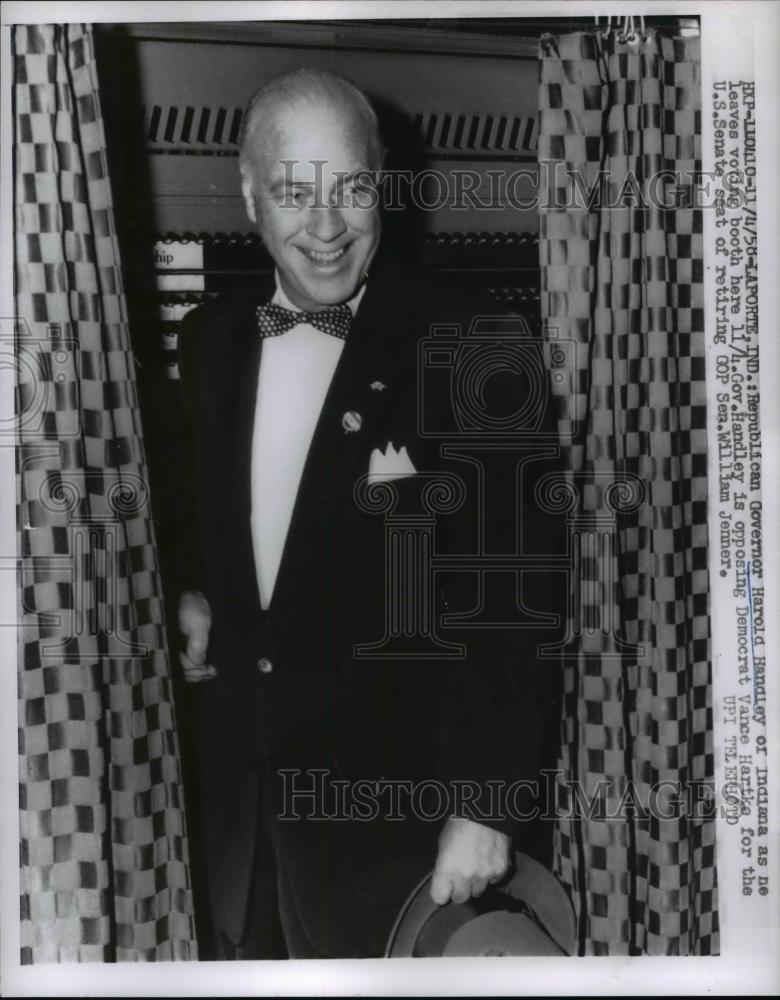 1958 Press Photo Republican Governor Harold Handley of Indiana - Historic Images