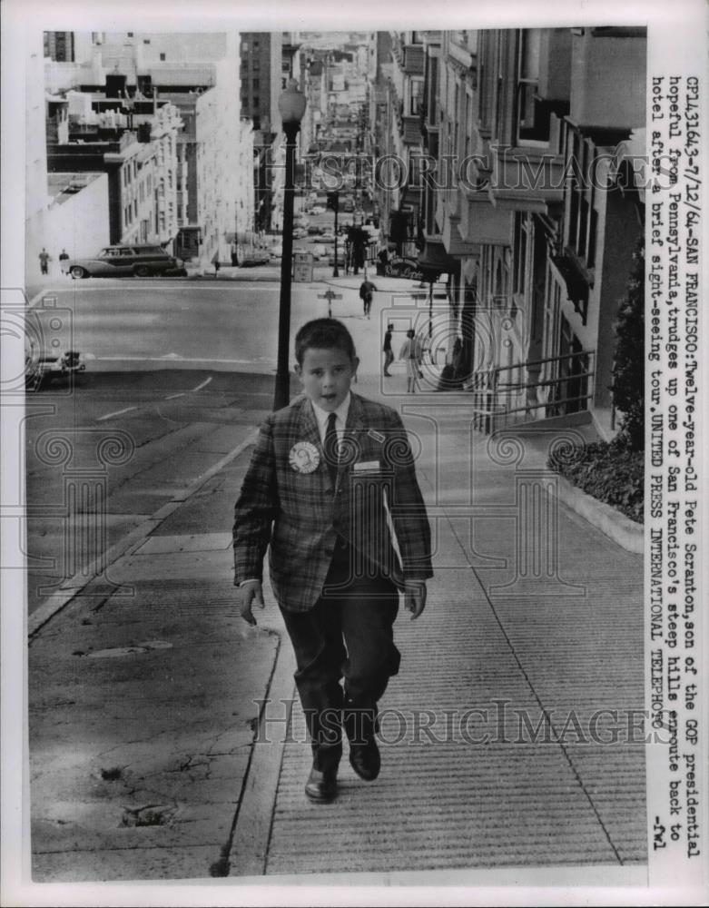 1964 Press Photo Pete Scranton, son of GOP Presidential hopeful after sight- - Historic Images