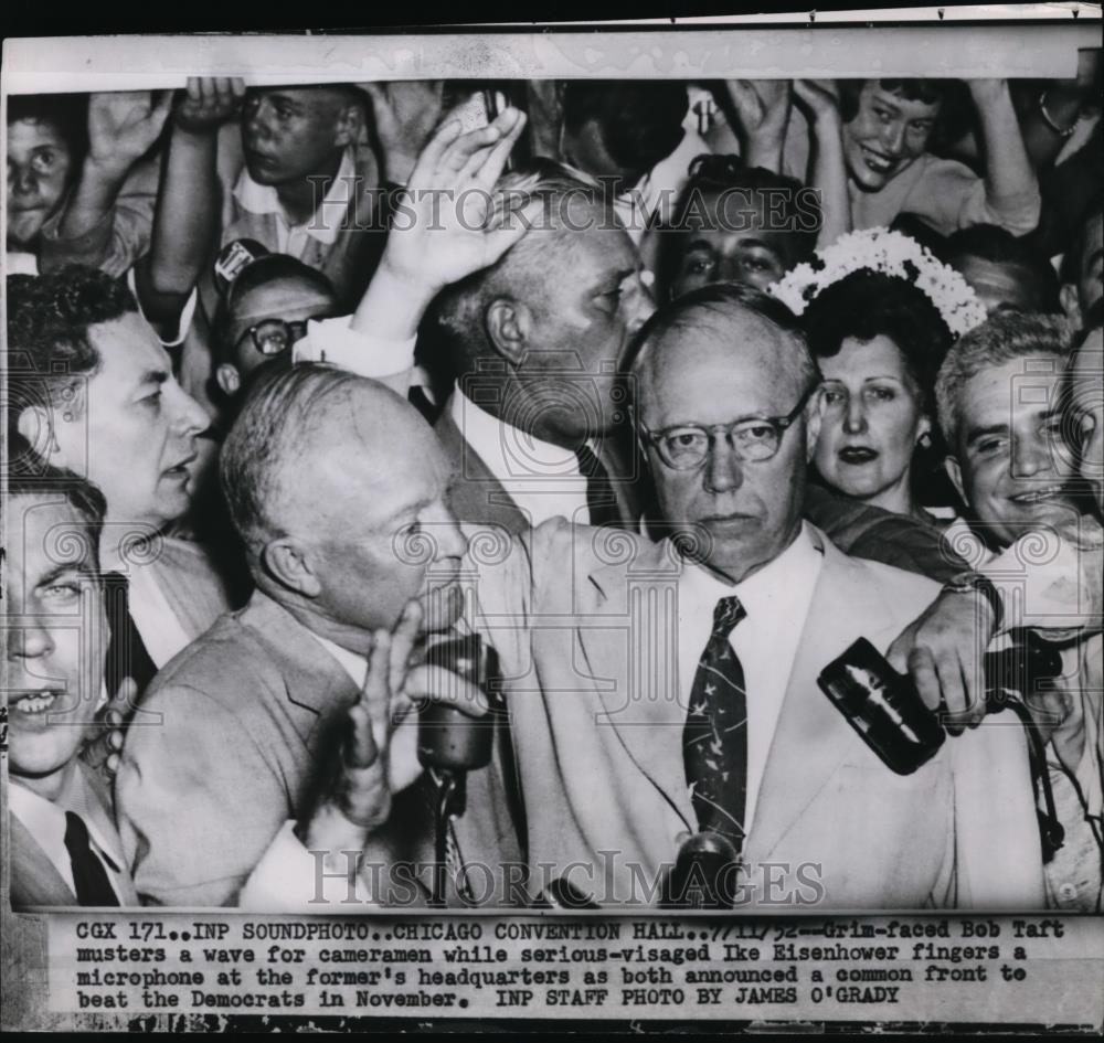 1952 Press Photo Unhappy Senator Robert A Taft &amp; Ike Eisenhower - Historic Images