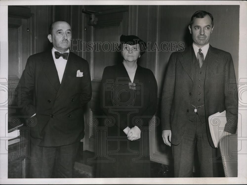 1937 Press Photo Sec of Labor Perkins meet strike leaders during face to face - Historic Images