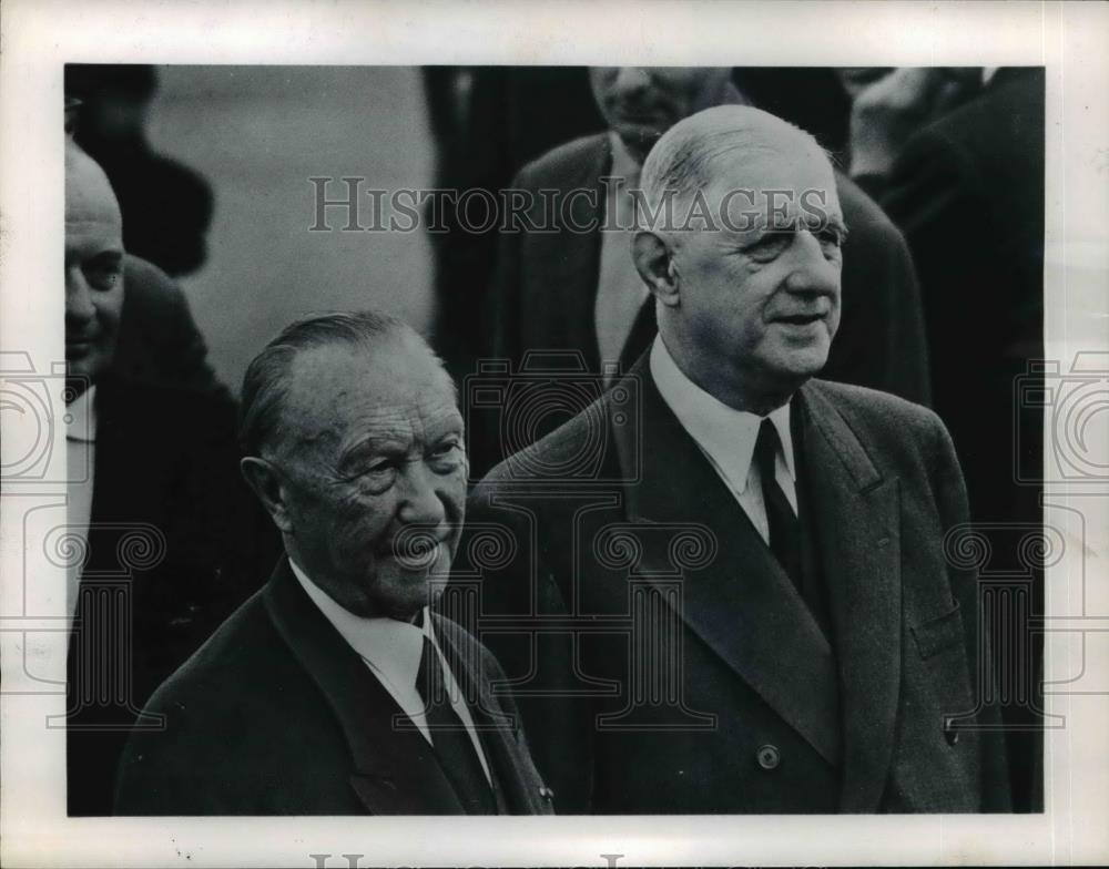 1963 Press Photo Charles deGaulle and Adenauer - Historic Images