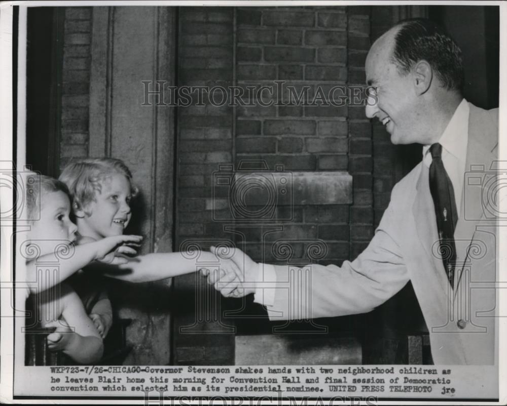 1952 Press Photo Democratic Presidential Candidate Adlai Stevenson in Chicago - Historic Images