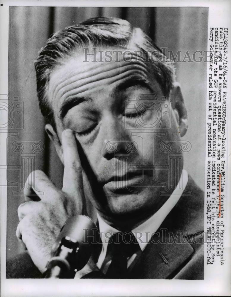1964 Press Photo Gov.WilliamScranton of Pennsylvania News Conference San - Historic Images