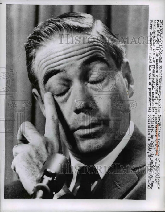 1964 Press Photo Gov.WilliamScranton of Pennsylvania News Conference San - Historic Images