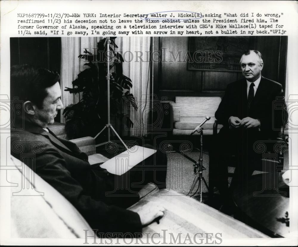 1970 Press Photo Interior Secretary Walter J Hickel, Former Governor of Alaska - Historic Images