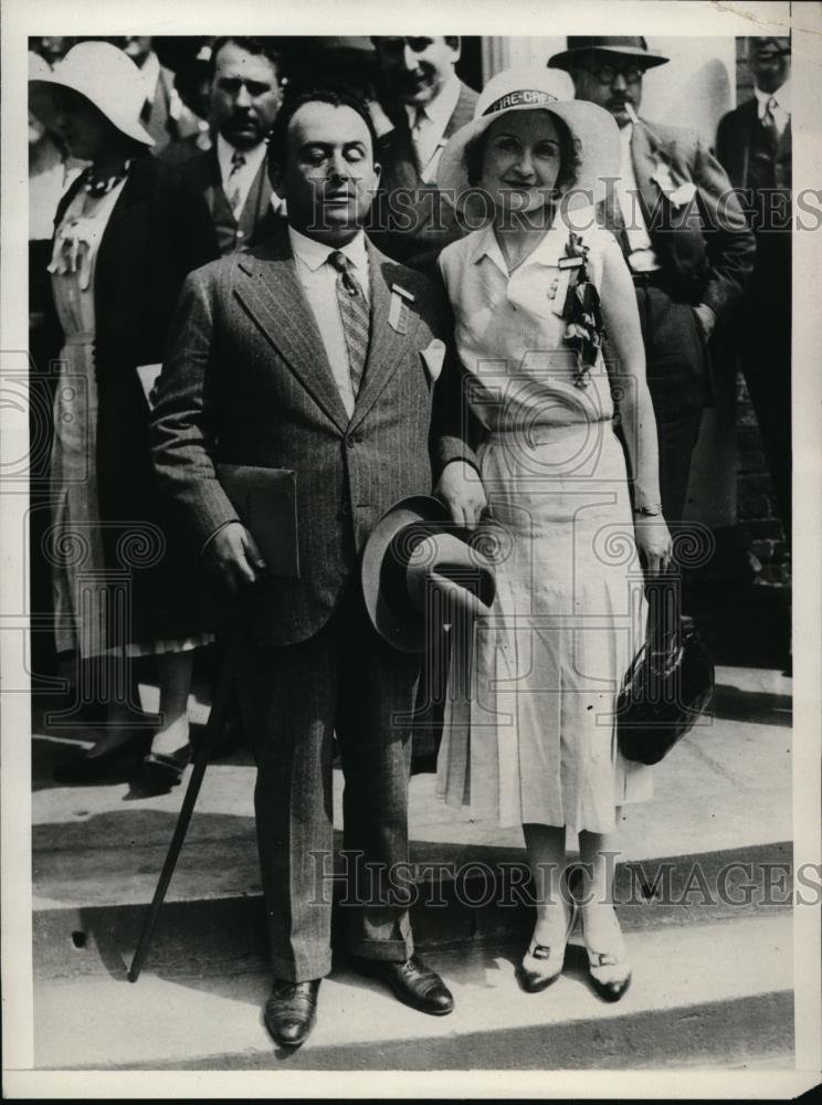 1930 Press Photo Blind French attorney Marcel Bloch and Mme Bloch during a - Historic Images