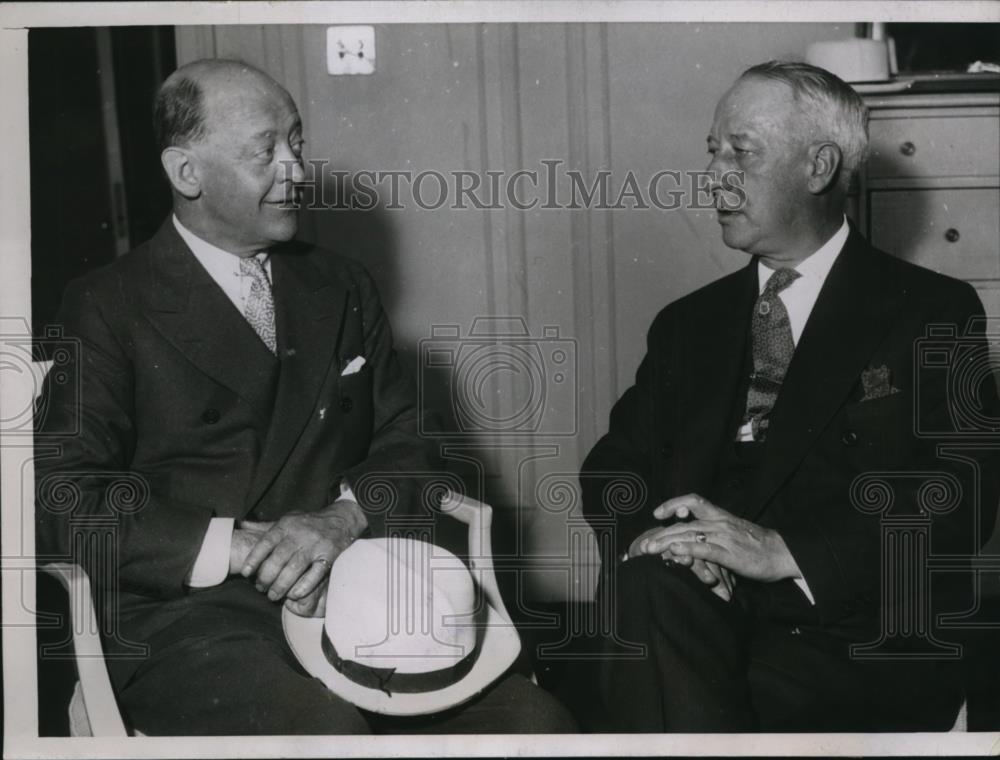 1935 Press Photo Former Presidential Candidate Al Smith &amp; Former Sen Wadsworth - Historic Images