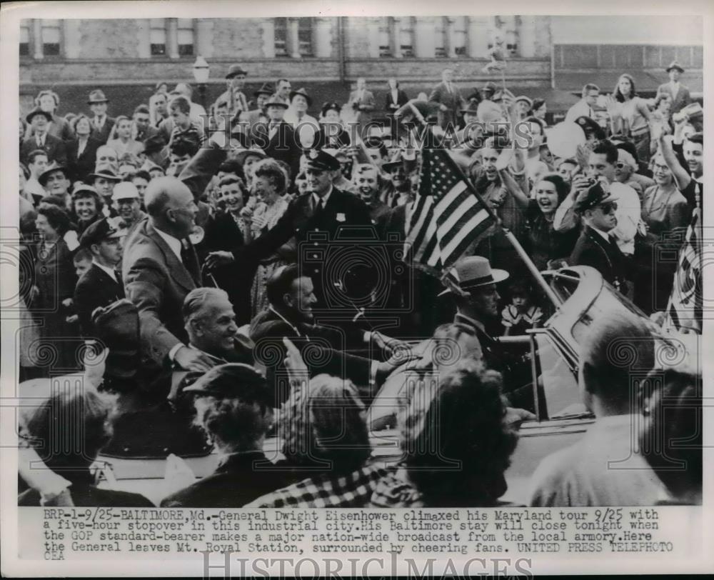 1952 Press Photo General Dwight Eisenhower campaigns in Baltimore Maryland - Historic Images