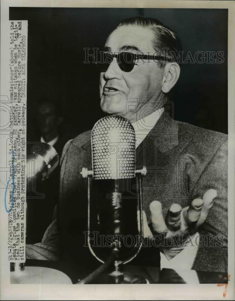 1950 Press Photo Washington James J Carroll St Louis Betting Commissioner - Historic Images