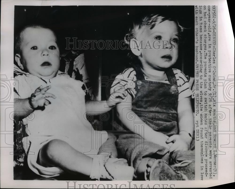 1952 Press Photo Charles O&#39;Quinn, Jr.Howard L Werner parents arrested - Historic Images