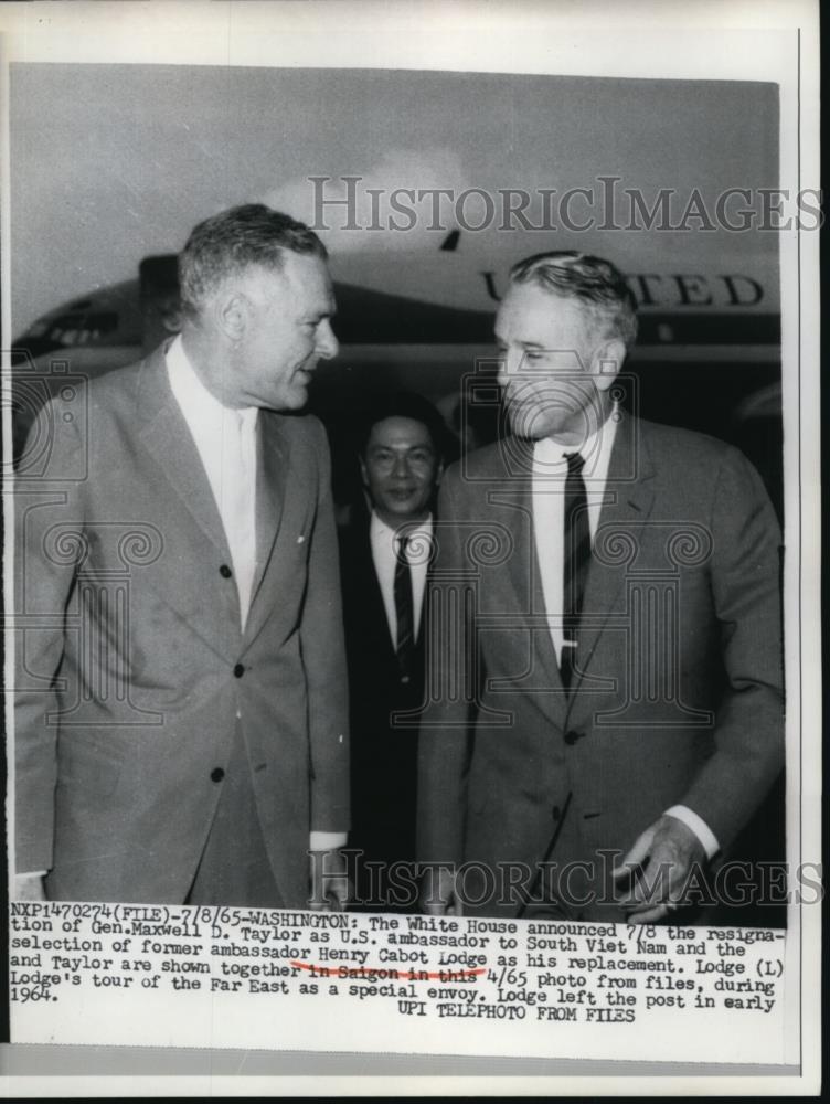 1965 Press Photo Henry Cabot Lodge and Gen. Maxwell D. Taylor in Saigon. - Historic Images