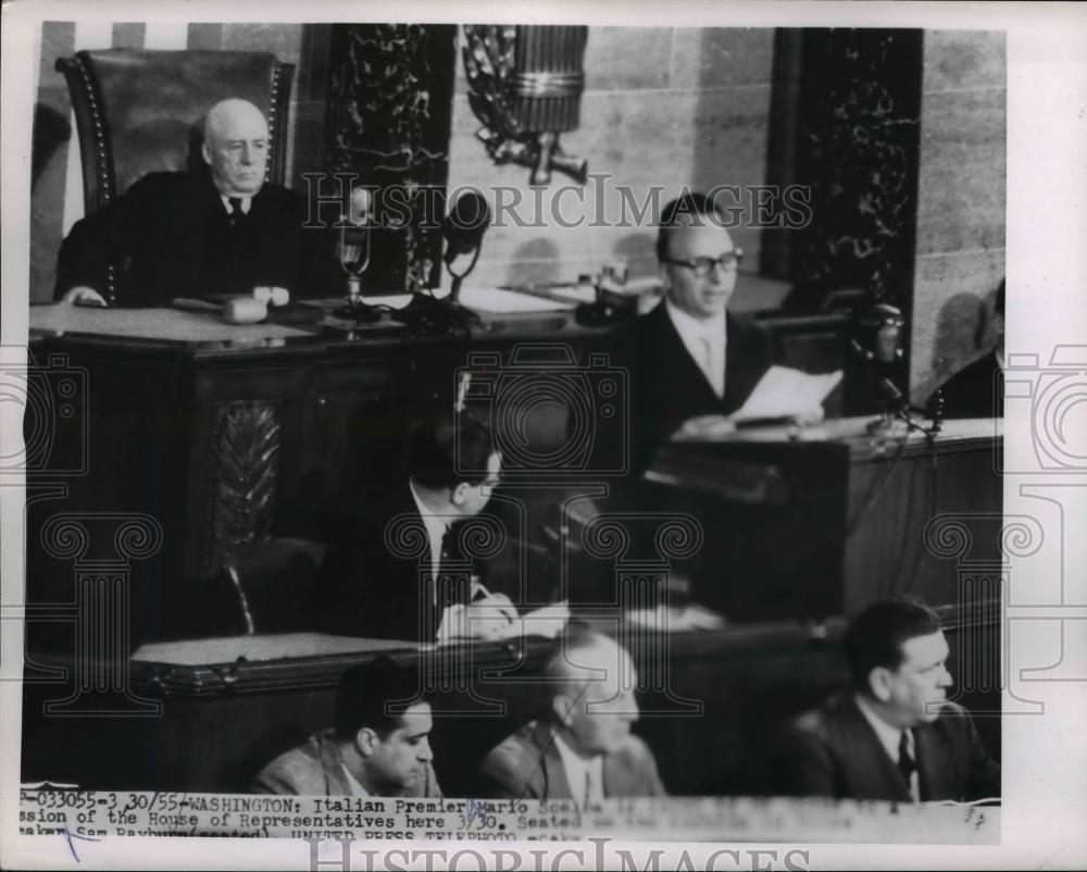 1955 Press Photo Italian Premier Mario Scelba Addresses House Representatives - Historic Images