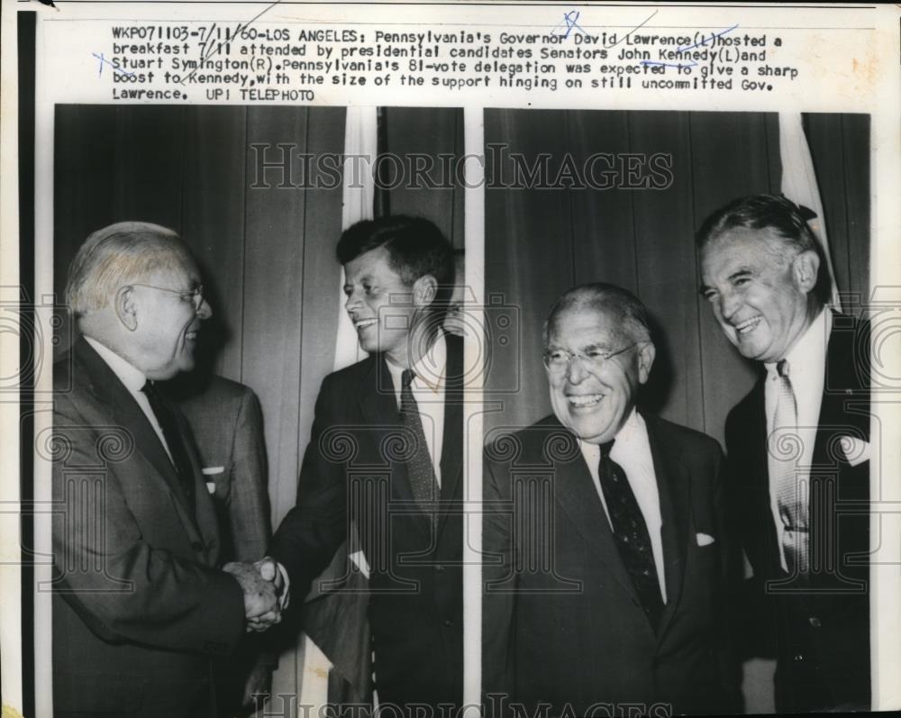 1960 Press Photo David Lawrence, John Kennedy, Stuart Symington in Los Angeles - Historic Images