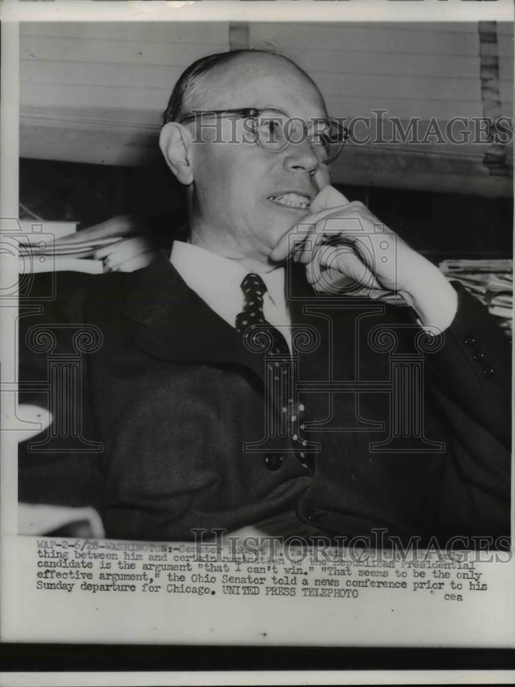 1952 Press Photo Robert Taft, Senator in Washington, DC - Historic Images