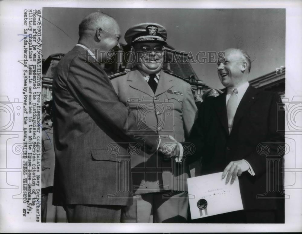 1956 Press Photo President Eisenhower, Navy Secretary Charles Thomas - nee80040 - Historic Images