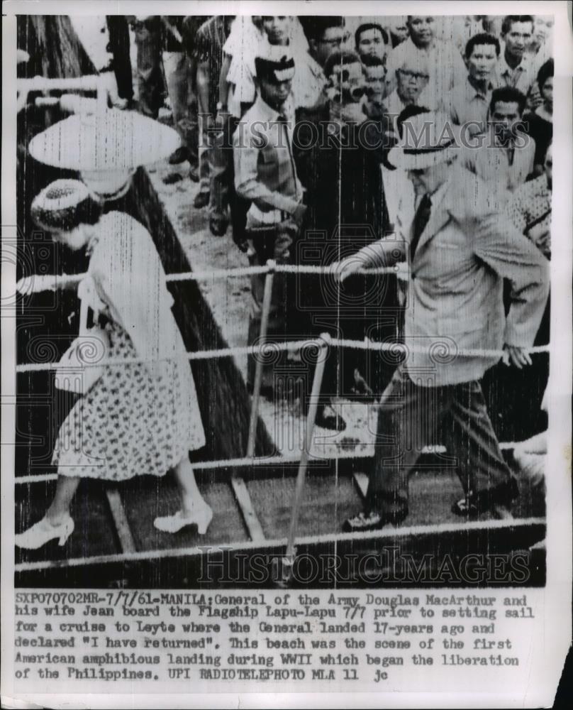 1961 Press Photo Army Douglas MacArthur Flagship Lapu-Lapu Manila - Historic Images