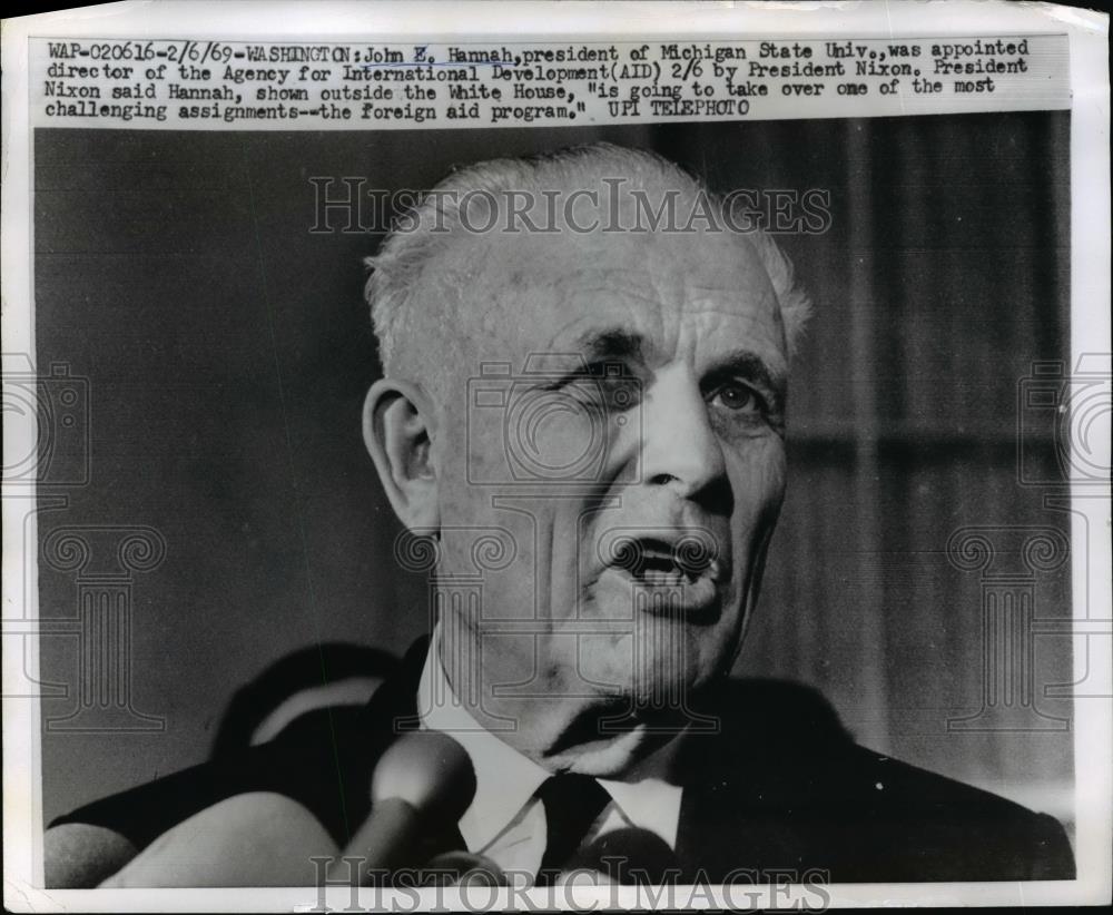 1969 Press Photo John E. Hannah,Director of Agency for Intl. Development - Historic Images