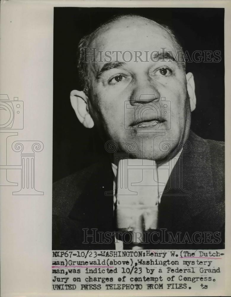 1953 Press Photo Henry W. Grunewald Indicted by Federal Grand Jury - Historic Images