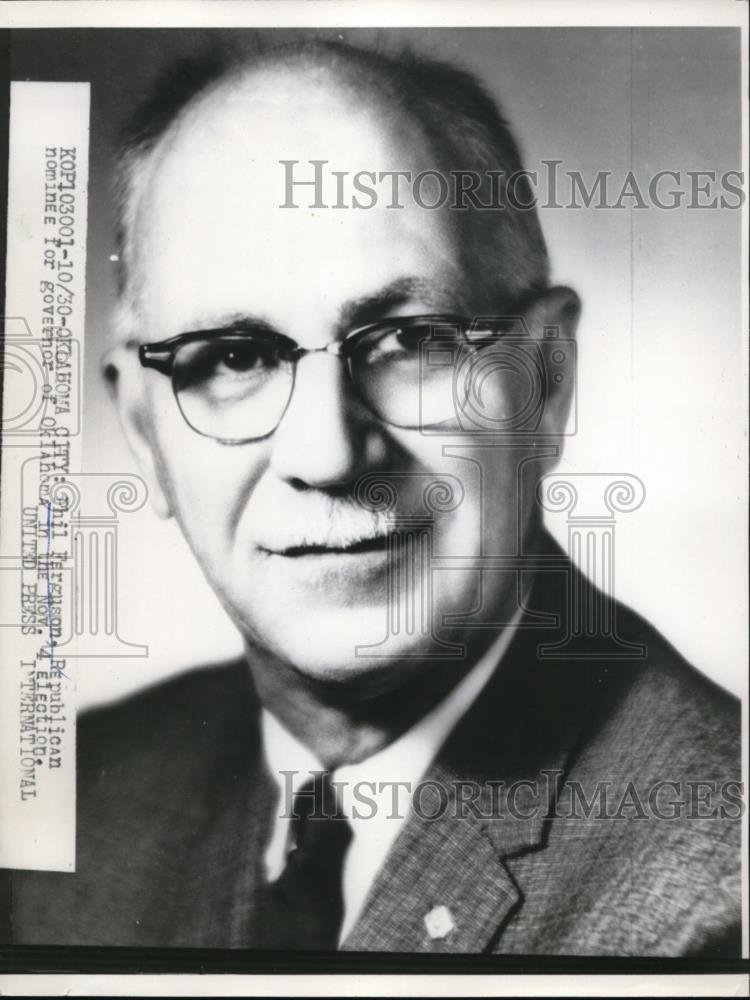 1958 Press Photo Phil Ferguson Republican nominee of Oklahoma Governor - Historic Images