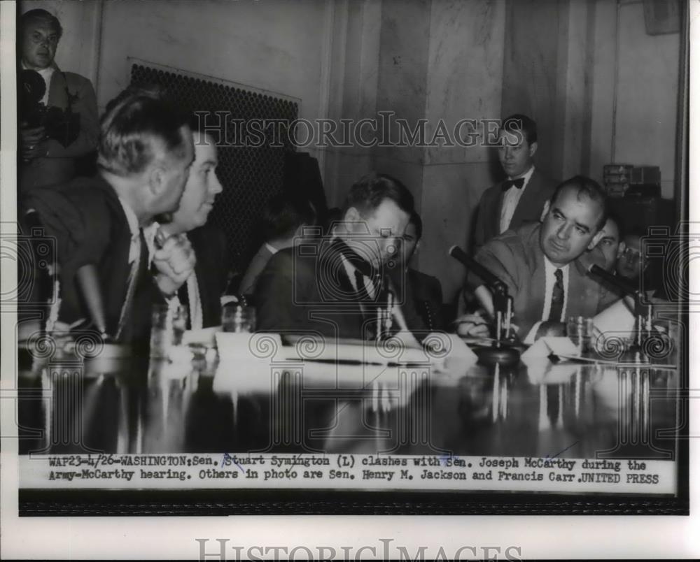 1954 Press Photo Senator Stuart Symington Clashes with Sen Joseph McCarthy - Historic Images