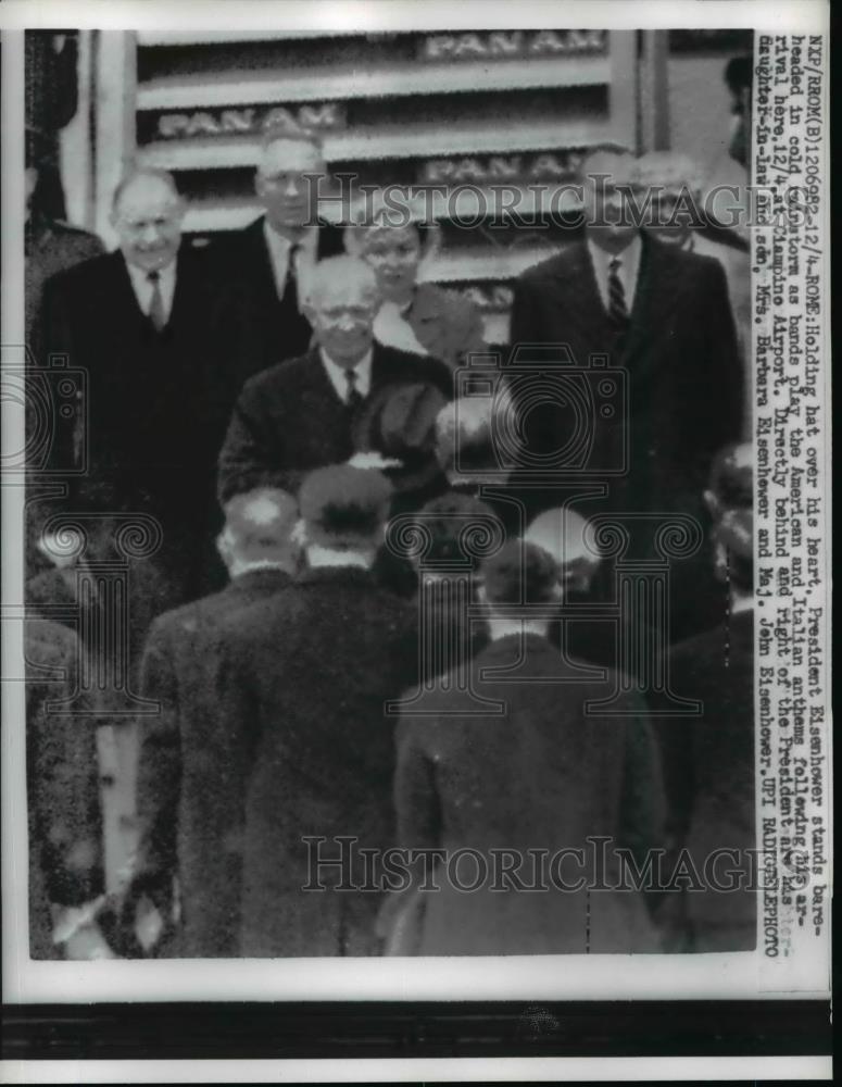 1959 Press Photo Pres. Eisenhower arrived at Ciampino Airport in Rome. - Historic Images