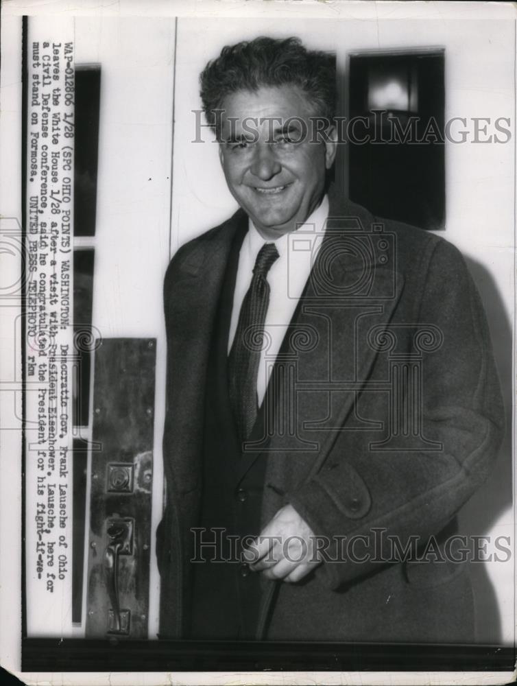 1955 Press Photo Governor Frank Lausche Democrat of Ohio - Historic Images