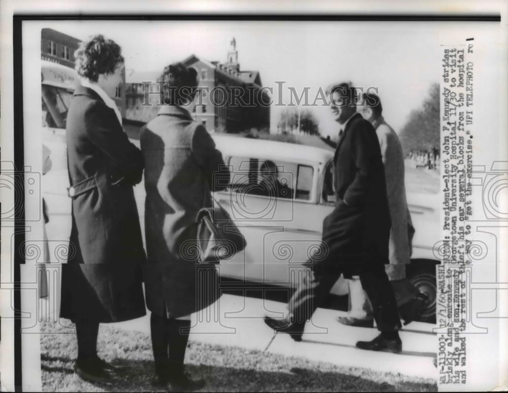 1960 Press Photo President John F. Kennedy Visiting Wife &amp; Son at Hospital - Historic Images