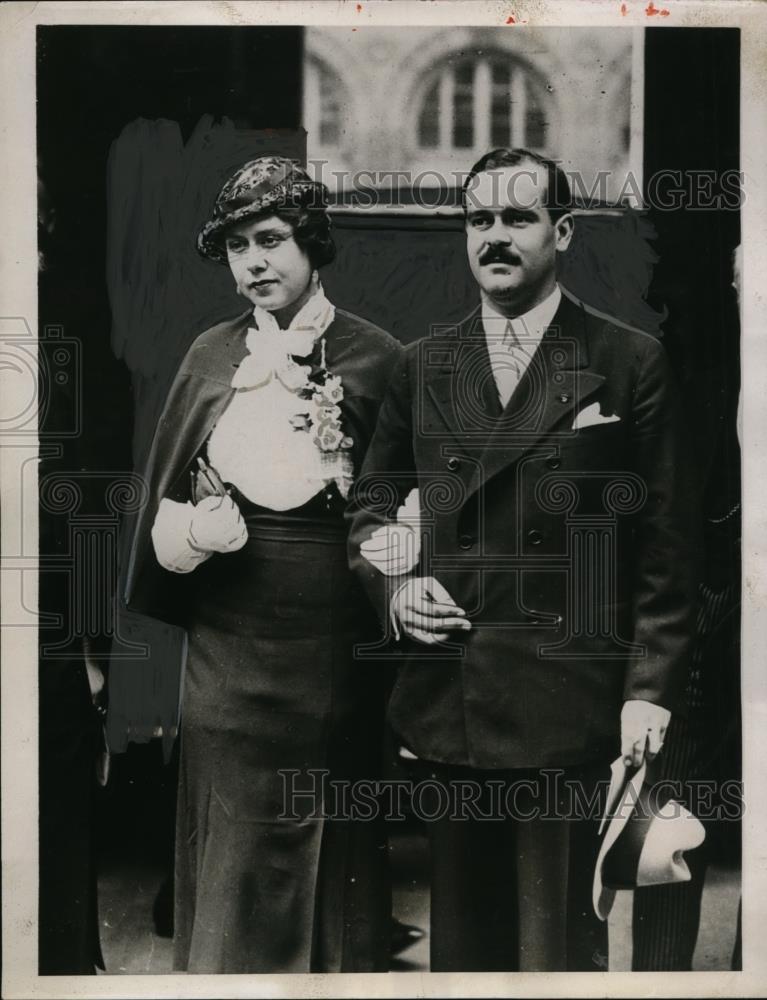 1933 Press Photo Olive Whitman weds John Jennings Parson in Paris. - Historic Images