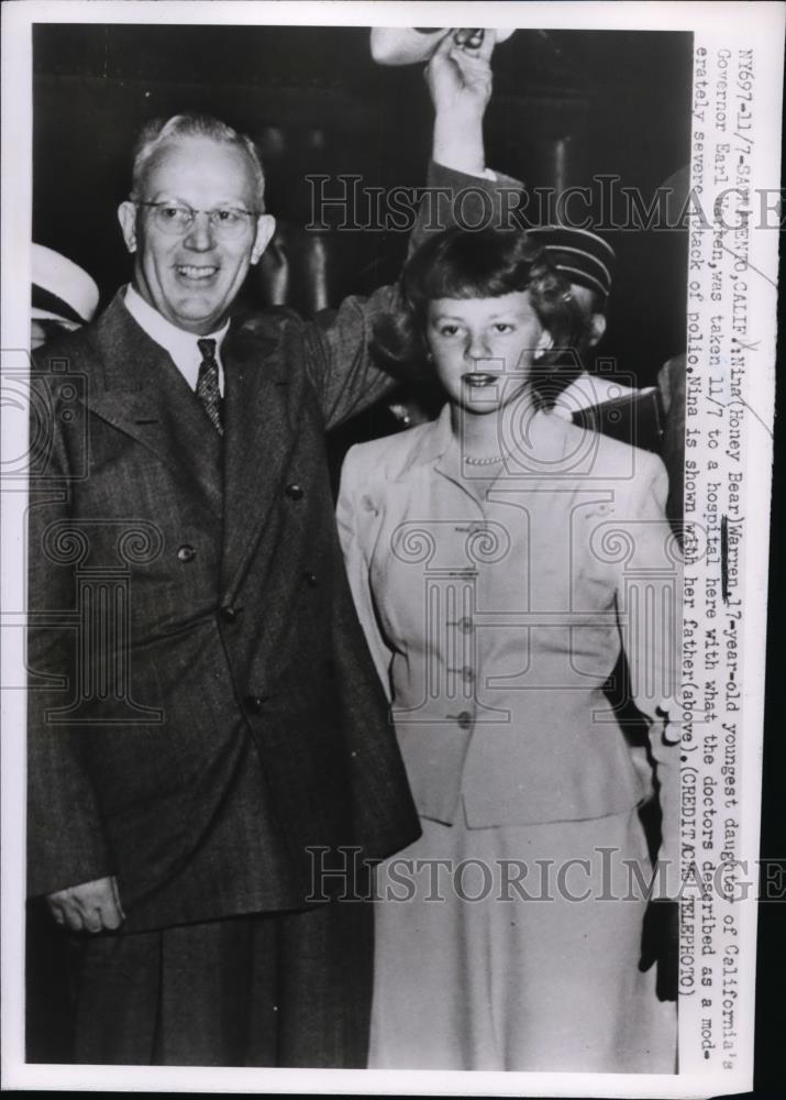 1950 Press Photo Gov. Earl Warren of California youngest daughter Nina - Historic Images