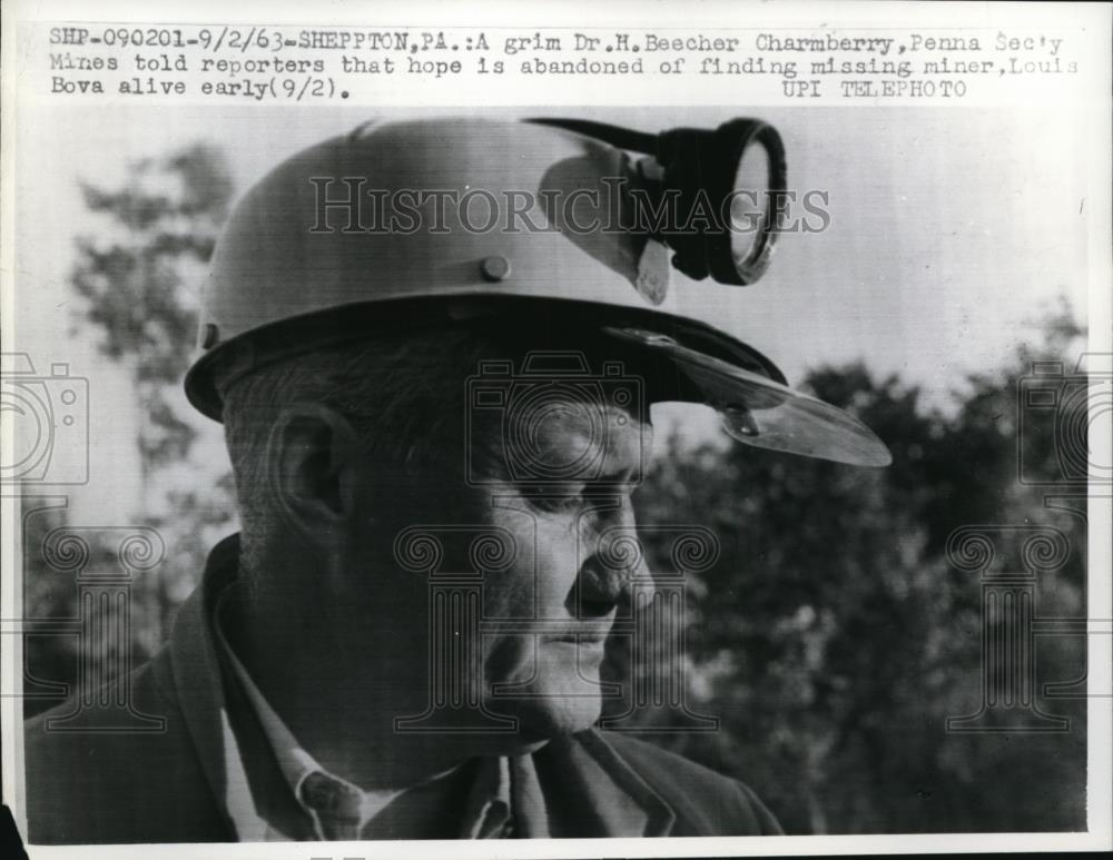 1963 Press Photo Dr.H.Beecher Charmberry, Penna Secretary Mines - Historic Images