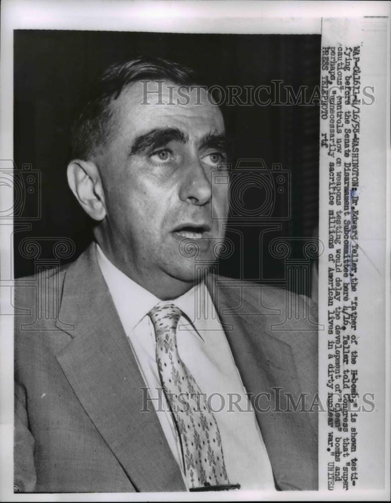 1958 Press Photo Dr Edward Teller, &quot;Father of H-Bomb&quot; Scientist - Historic Images