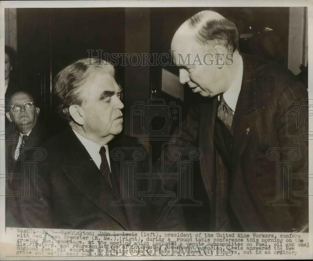 1947 Press Photo John Lewis President of United Mine Workers Round Table Confere - Historic Images