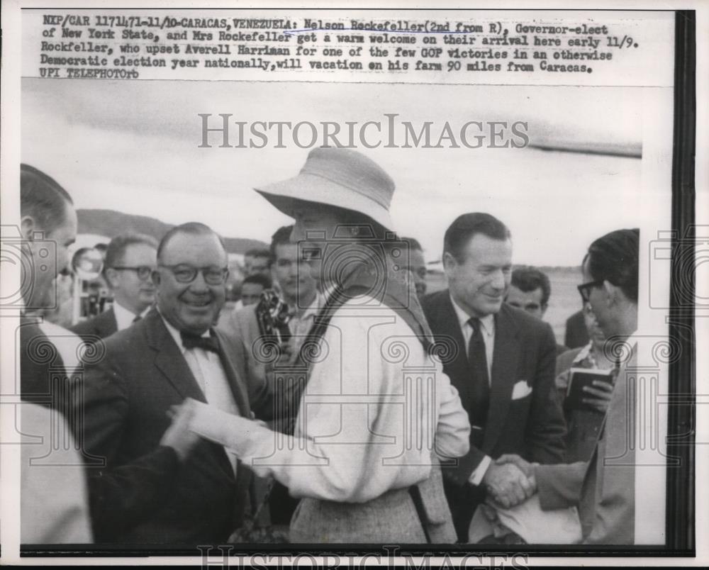 1958 Press Photo Nelson Rockefeller, Governor Elect of New York & Wife Caracas - Historic Images