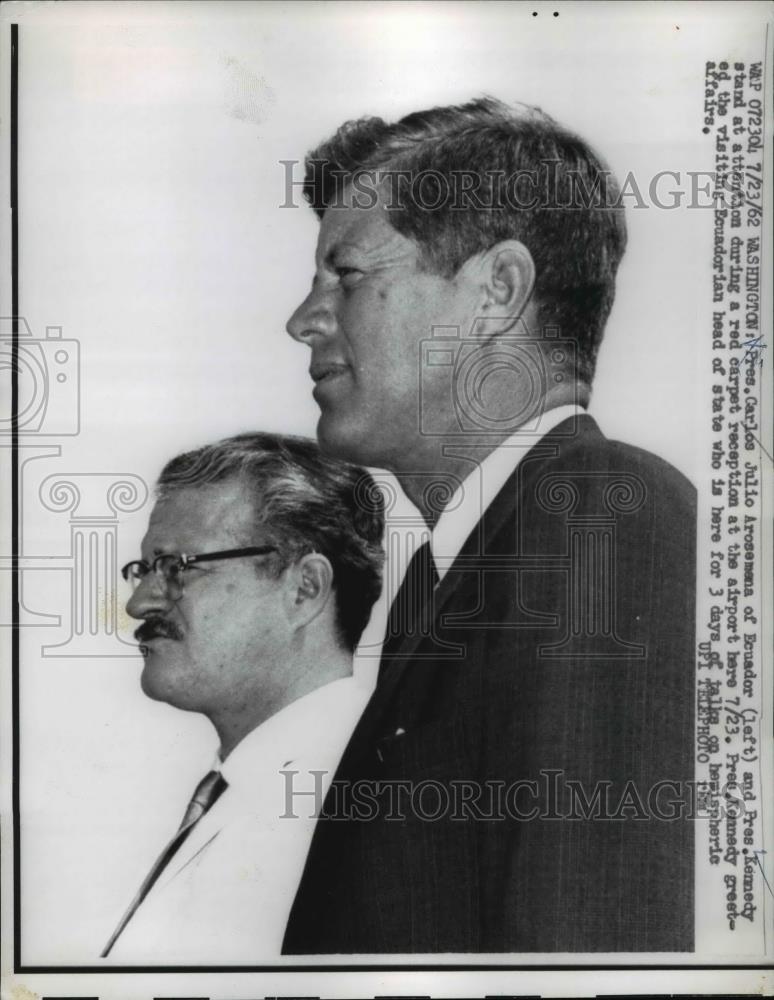 1962 Press Photo President John Kennedy &amp; Ecuador President Julio Arosemana - Historic Images