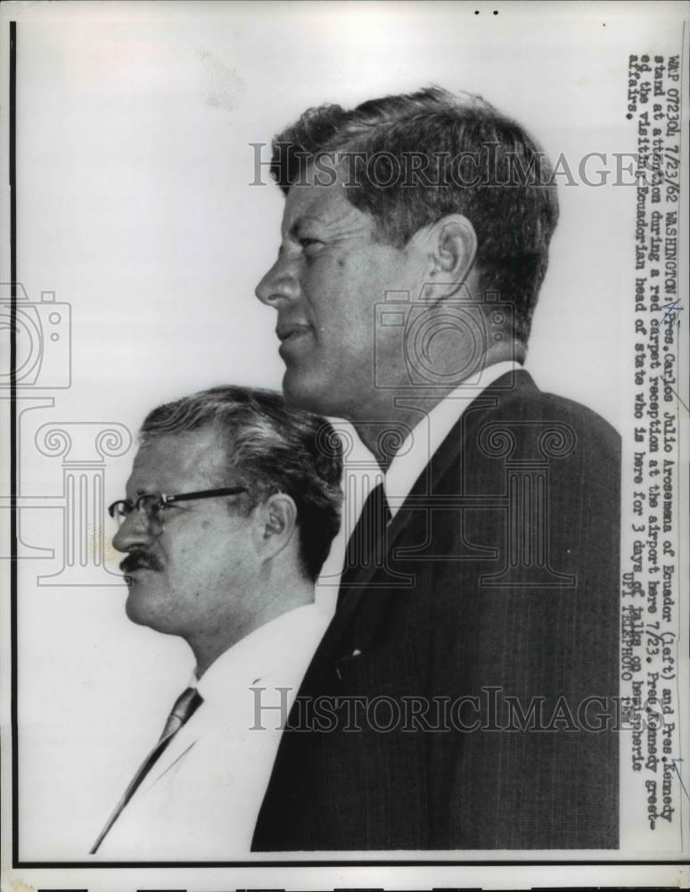 1962 Press Photo President John Kennedy & Ecuador President Julio Arosemana - Historic Images