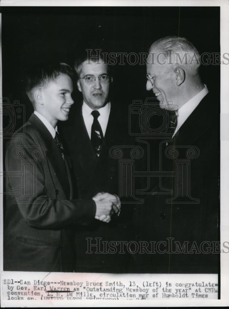 1952 Press Photo San Diego Bruce Smith, Governor Earl Warren at Humboldt Times - Historic Images