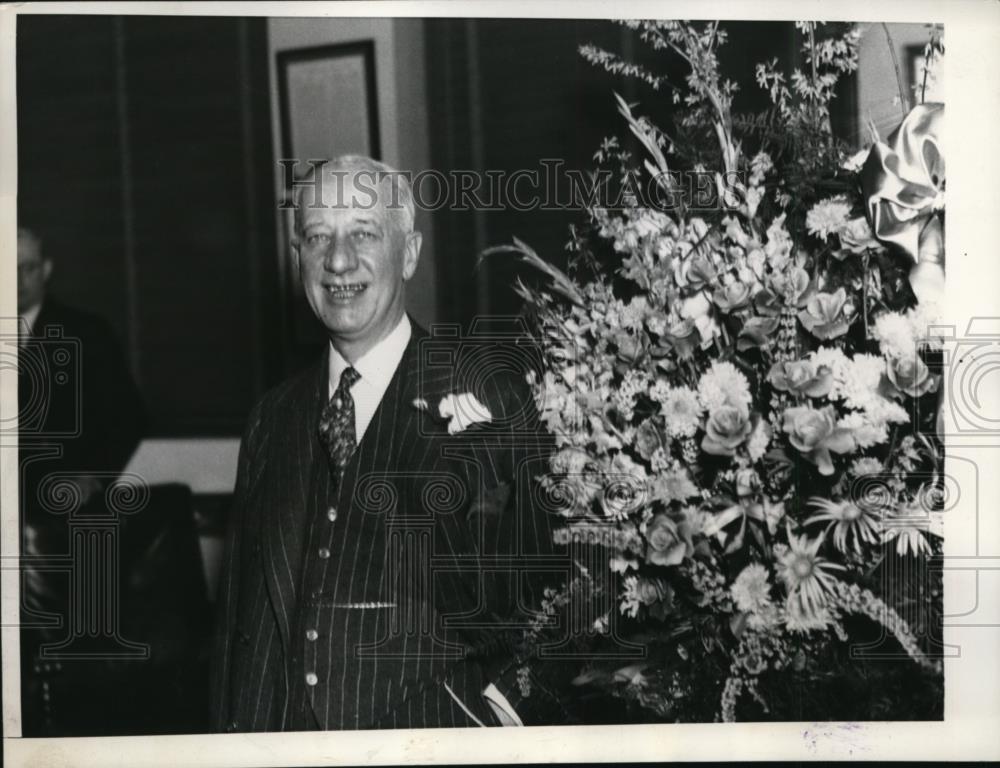 1936 Press Photo Former Governor of New York Al Smith's 63rd Birthday in Office - Historic Images