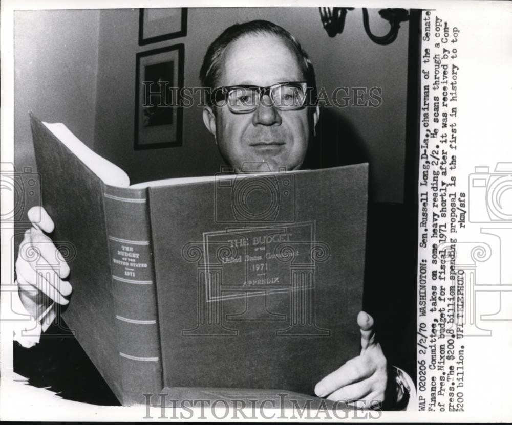 1970 Press Photo Senator Russel Long of Louisana at Senate Finance Committee - Historic Images