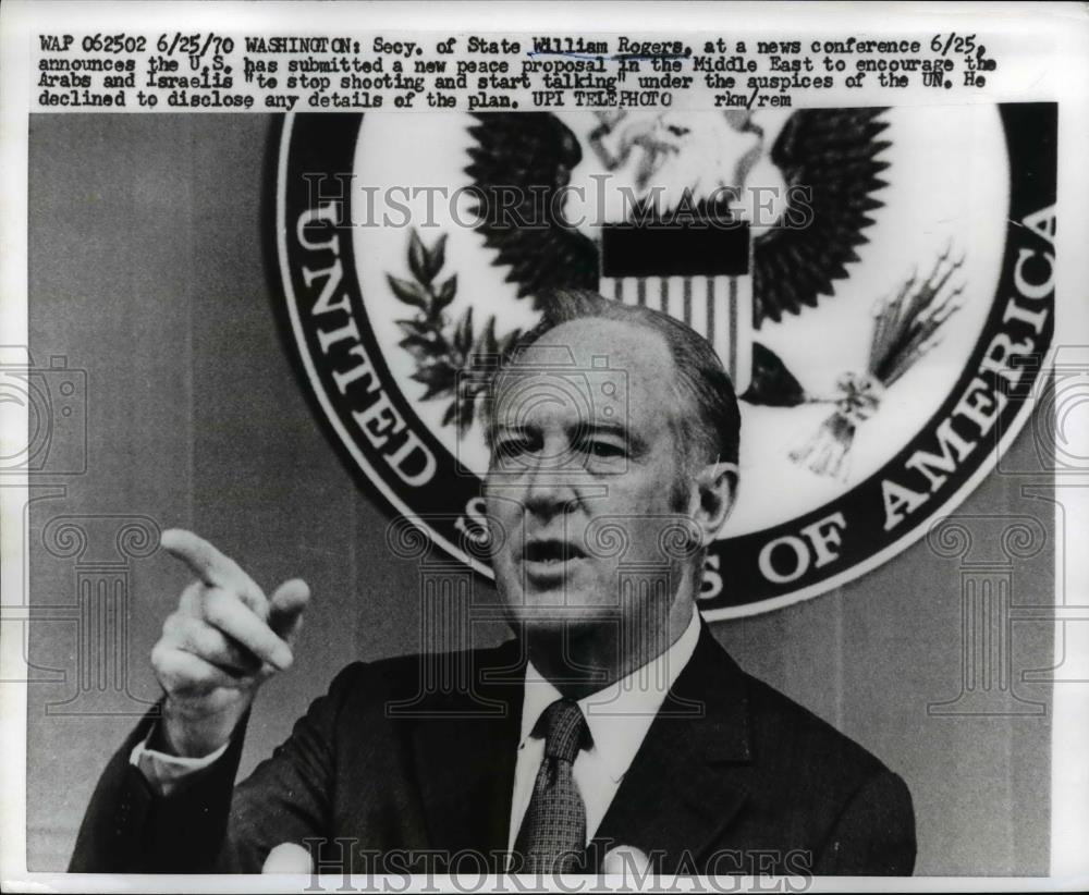 1970 Press Photo Washington Secy of State Wm Rogers at news conference - Historic Images