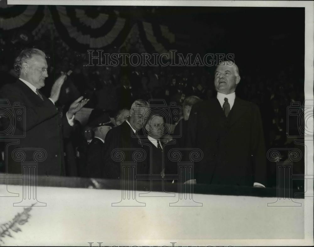 1932 Press Photo Senator James Watson and Herbert Hoover - Historic Images