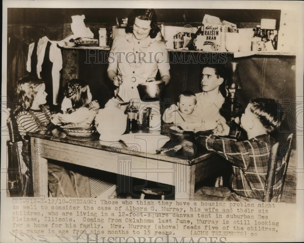 1948 Press Photo Chicago Alborn Murray, wife &amp; 6 kids live in 12foot square tent - Historic Images