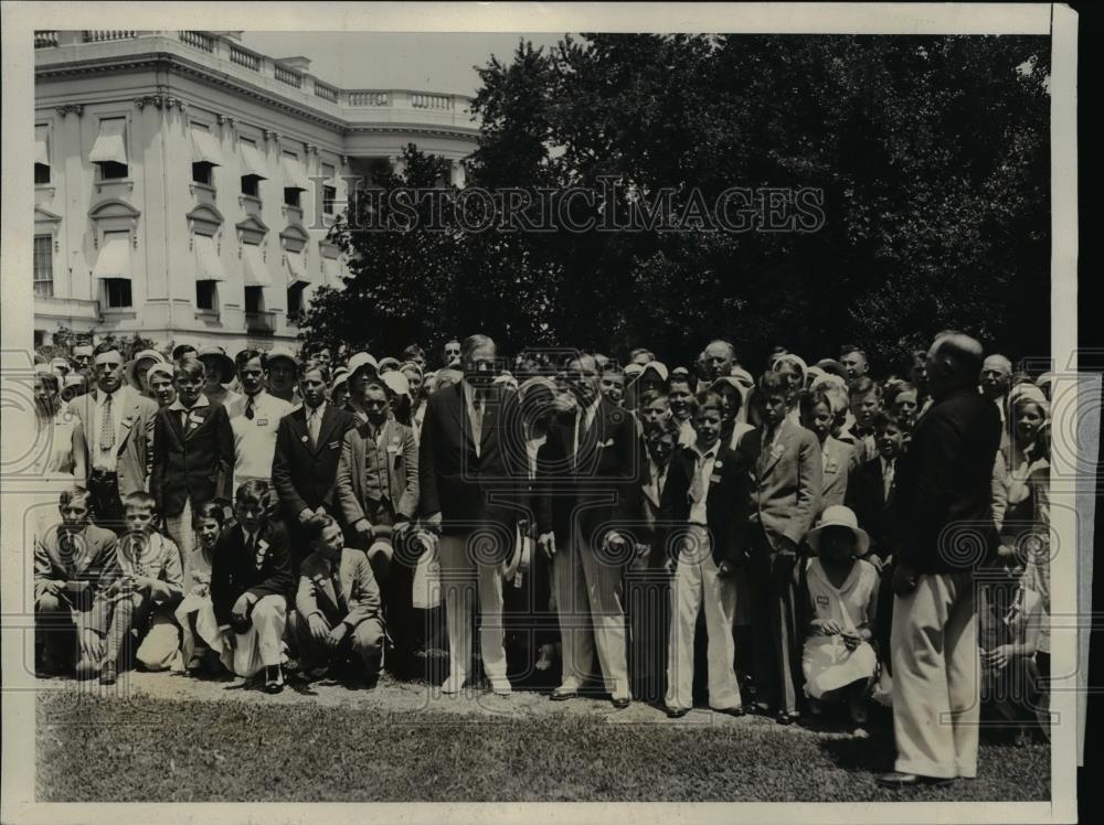 1931 Press Photo School Children at White House Herbert Hoover Edgar Wentworth - Historic Images