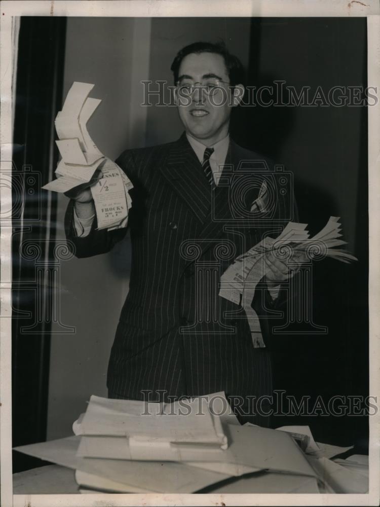 1939 Press Photo West Va Senator Rush Holt argues against Hopkins confirmation - Historic Images