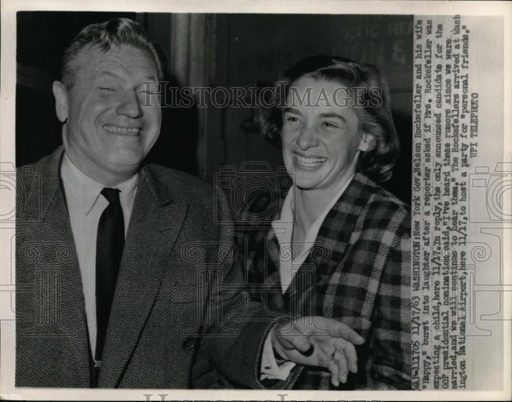 1963 Press Photo New York Governor and his wife Happy laugh. - Historic Images