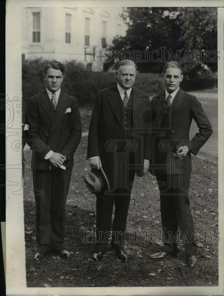 1929 Press Photo Pres. Herbert Hoover with winners of Intl. Oratorical Contest. - Historic Images